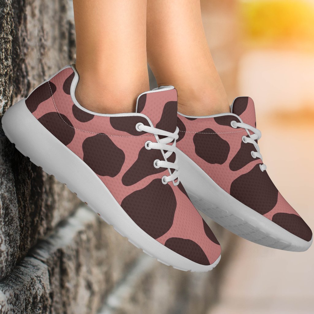 Red Brown Cow Print Sport Shoes GearFrost