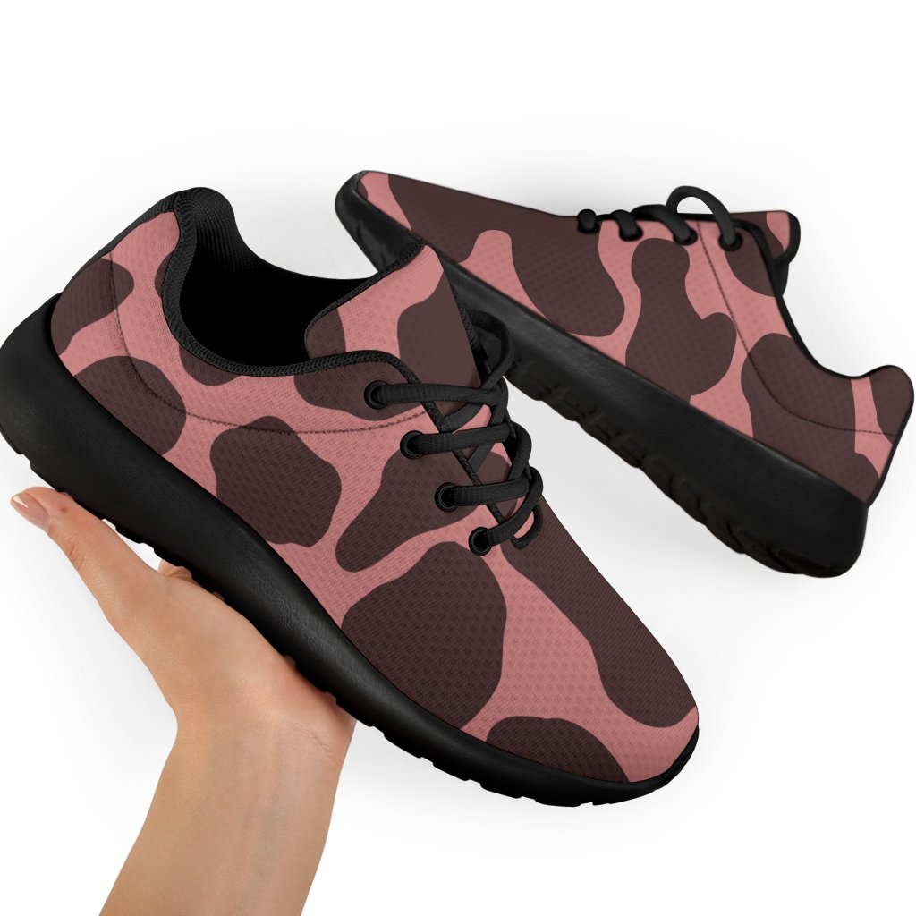 Red Brown Cow Print Sport Shoes GearFrost