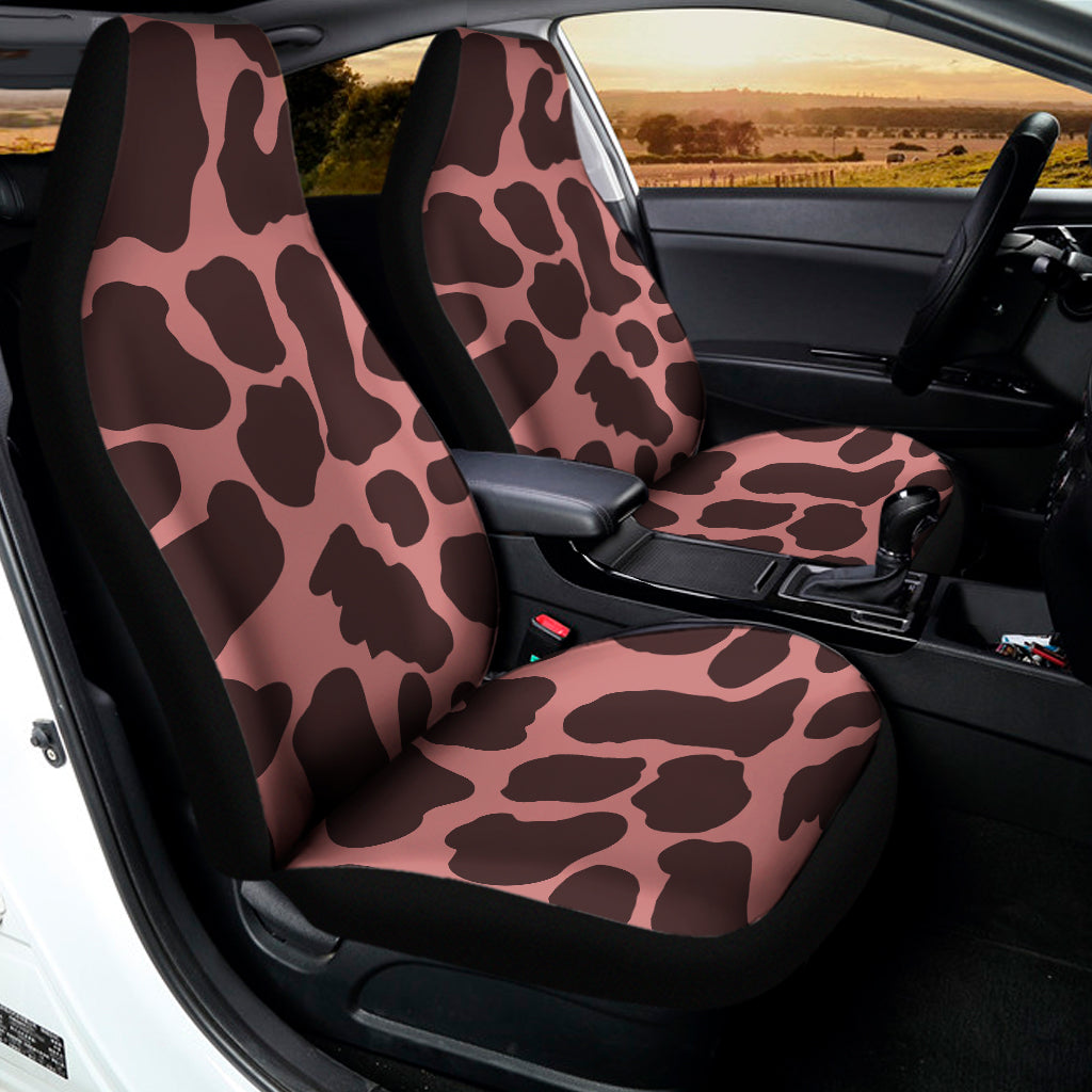 Red Brown Cow Print Universal Fit Car Seat Covers