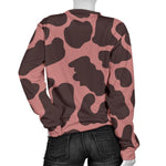 Red Brown Cow Print Women's Crewneck Sweatshirt GearFrost