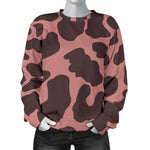 Red Brown Cow Print Women's Crewneck Sweatshirt GearFrost