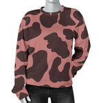 Red Brown Cow Print Women's Crewneck Sweatshirt GearFrost