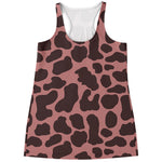 Red Brown Cow Print Women's Racerback Tank Top