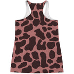 Red Brown Cow Print Women's Racerback Tank Top