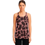 Red Brown Cow Print Women's Racerback Tank Top
