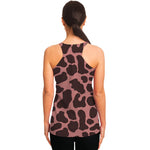Red Brown Cow Print Women's Racerback Tank Top