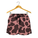 Red Brown Cow Print Women's Shorts
