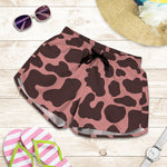 Red Brown Cow Print Women's Shorts