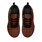 Red Brown Houndstooth Pattern Print Black Sneakers