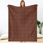 Red Brown Houndstooth Pattern Print Blanket