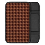 Red Brown Houndstooth Pattern Print Car Center Console Cover