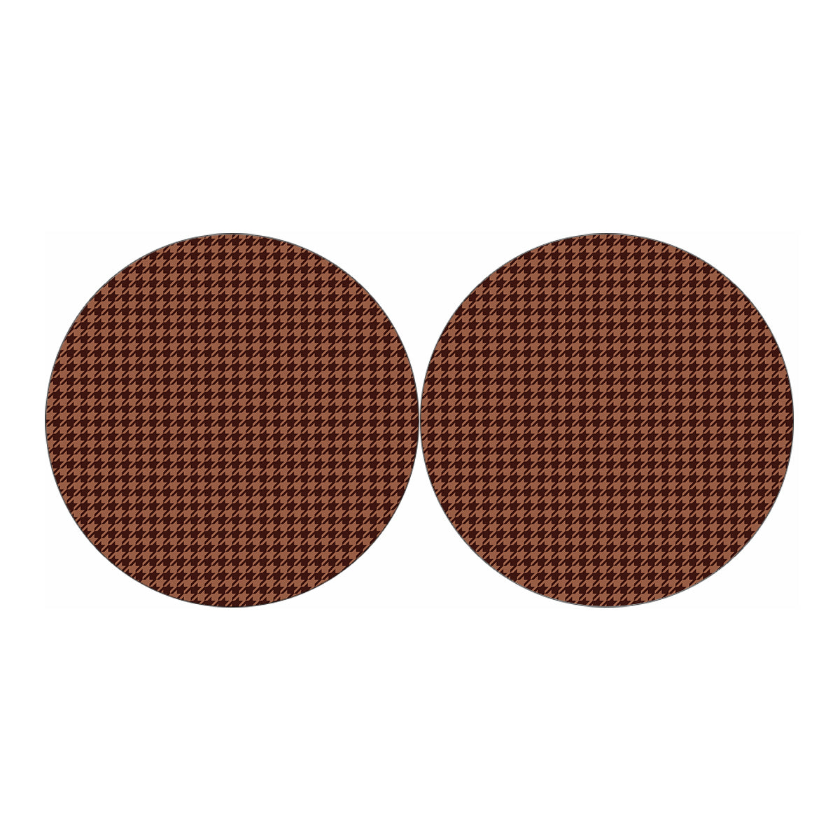 Red Brown Houndstooth Pattern Print Car Coasters