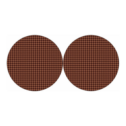 Red Brown Houndstooth Pattern Print Car Coasters