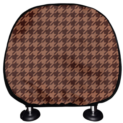 Red Brown Houndstooth Pattern Print Car Headrest Covers