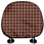 Red Brown Houndstooth Pattern Print Car Headrest Covers