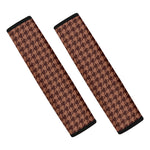 Red Brown Houndstooth Pattern Print Car Seat Belt Covers