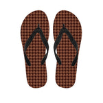 Red Brown Houndstooth Pattern Print Flip Flops