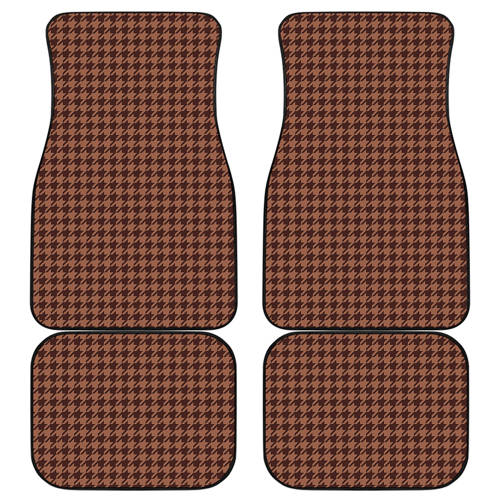 Red Brown Houndstooth Pattern Print Front and Back Car Floor Mats
