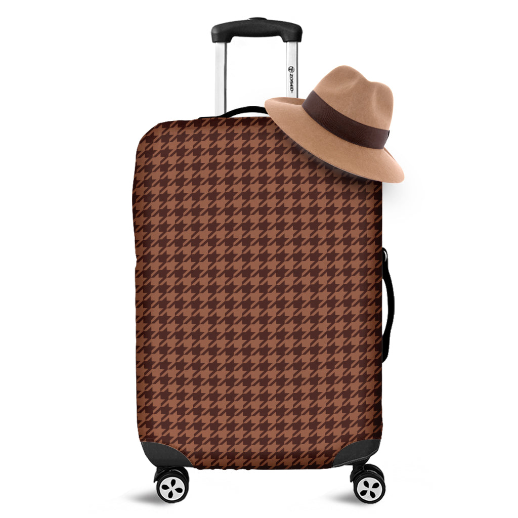 Red Brown Houndstooth Pattern Print Luggage Cover