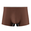 Red Brown Houndstooth Pattern Print Men's Boxer Briefs