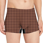 Red Brown Houndstooth Pattern Print Men's Boxer Briefs