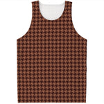 Red Brown Houndstooth Pattern Print Men's Tank Top