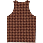 Red Brown Houndstooth Pattern Print Men's Tank Top