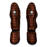 Red Brown Houndstooth Pattern Print Muay Thai Shin Guard