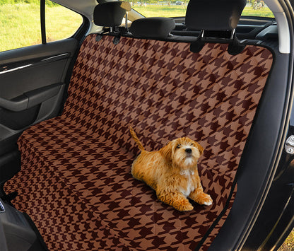 Red Brown Houndstooth Pattern Print Pet Car Back Seat Cover