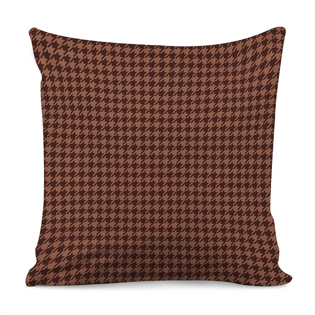 Red Brown Houndstooth Pattern Print Pillow Cover