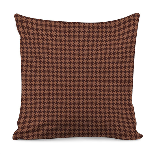 Red Brown Houndstooth Pattern Print Pillow Cover