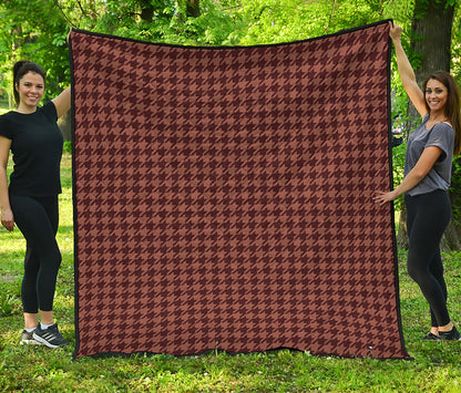Red Brown Houndstooth Pattern Print Quilt