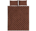 Red Brown Houndstooth Pattern Print Quilt Bed Set