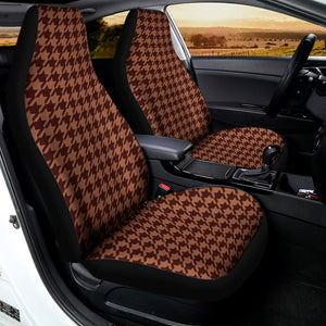 Red Brown Houndstooth Pattern Print Universal Fit Car Seat Covers