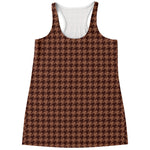 Red Brown Houndstooth Pattern Print Women's Racerback Tank Top