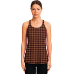 Red Brown Houndstooth Pattern Print Women's Racerback Tank Top