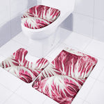 Red Cabbage Leaves Print 3 Piece Bath Mat Set