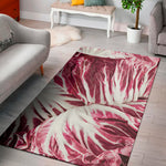 Red Cabbage Leaves Print Area Rug
