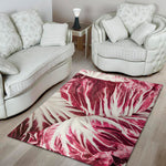Red Cabbage Leaves Print Area Rug