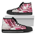 Red Cabbage Leaves Print Black High Top Sneakers