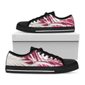 Red Cabbage Leaves Print Black Low Top Sneakers