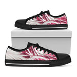 Red Cabbage Leaves Print Black Low Top Shoes