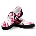 Red Cabbage Leaves Print Black Slip On Shoes