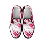 Red Cabbage Leaves Print Black Slip On Shoes