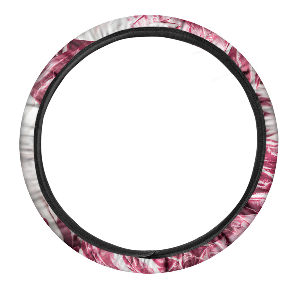Red Cabbage Leaves Print Car Steering Wheel Cover