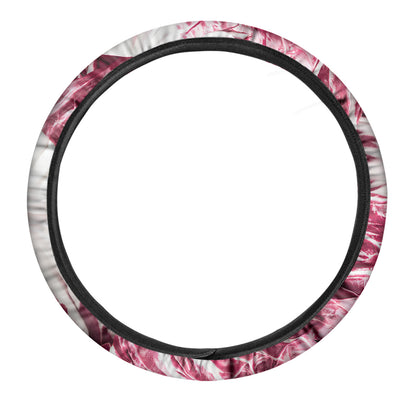 Red Cabbage Leaves Print Car Steering Wheel Cover