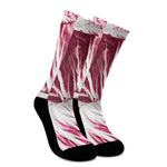 Red Cabbage Leaves Print Crew Socks