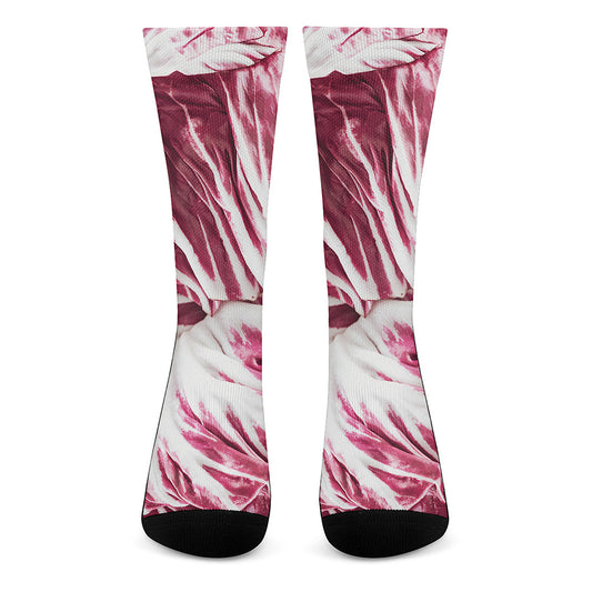 Red Cabbage Leaves Print Crew Socks