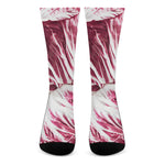 Red Cabbage Leaves Print Crew Socks