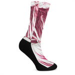 Red Cabbage Leaves Print Crew Socks